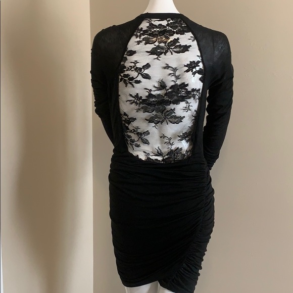 A.L.C. Dresses & Skirts - A.L.C. Black Ruched Long Sleeve Dress with Lace Cut-Out Back SM EC